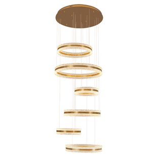 意式轻奢电镀金色超亮高档别墅复式楼吊灯中空跃层挑空大客厅主灯