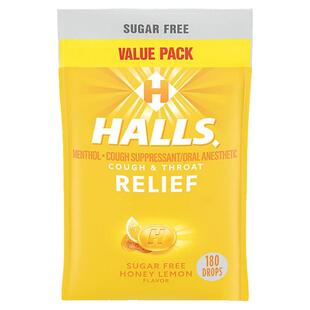 美国直邮Halls荷氏蜂蜜柠檬薄荷味润喉糖 清新口气草本滋润护嗓子