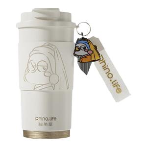 独角犀保温杯女陶瓷内胆咖啡杯情侣水杯高颜值礼物吸管杯子夏保冷