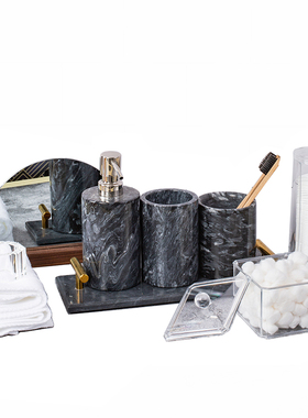 卫生间装饰品摆件镜子大理石托盘