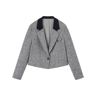indicia标记2026春新款高级感花灰肌理轻盈精致短款西装L2A6XZ044