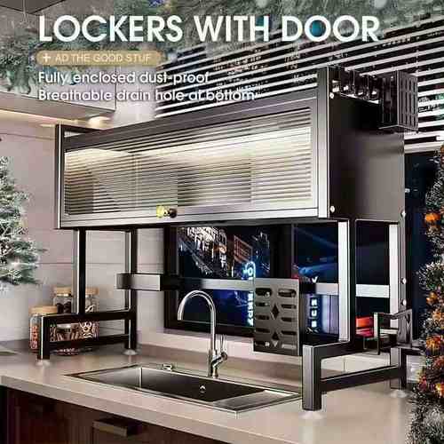 水槽厨房置物架台面洗碗洗碗池防尘架多功能收纳沥水碗柜碗盘柜门