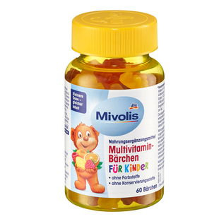 现货 德国dm超市mivolis小熊糖儿童多种复合维生素软糖60粒零食
