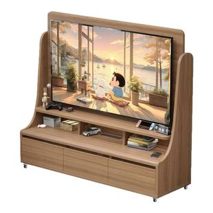 实木可移动电视机柜支架客厅家用带轮收纳架卧室落地式储物抽屉柜