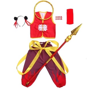 元旦儿童演出服哪吒服装装演出表演亲子衣服全套男女童cos小哪吒