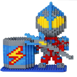 积木玩具益智拼图赛罗笔筒小颗粒拼装手工diy生日礼物儿童生男孩