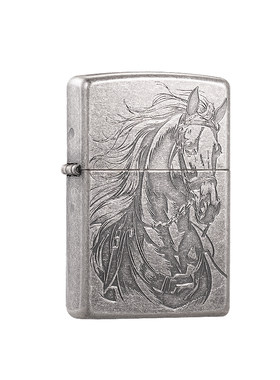 zippo打火机双面雕刻马到成功