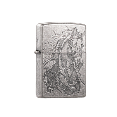 zippo打火机双面雕刻马到成功