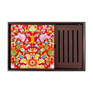 结婚贺寿送领导竹木纹样漏水茶盘 景泰蓝掐丝珐琅画diy材料包非遗