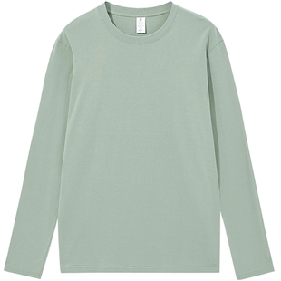 重磅纯棉长袖t恤男纯色白色内搭加绒加厚秋冬打底衫保暖全棉秋衣