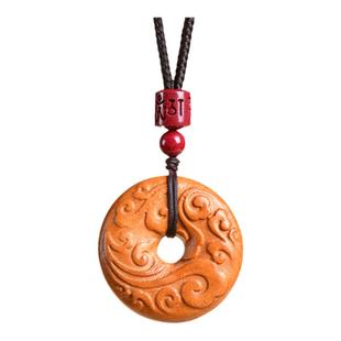 普陀山天然老桃木挂件平安扣吊坠本命年儿童护身符保平安木质挂件