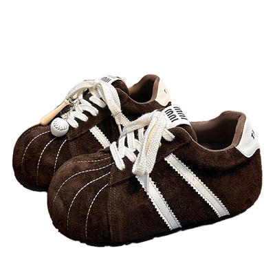 磨砂真皮厚底丑萌勃肯鞋女德训鞋2025新款小个子增高面包鞋休闲鞋