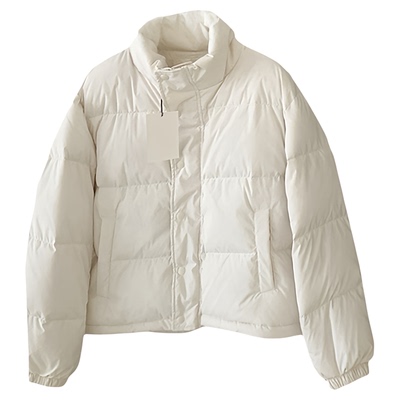 秒发！OUNCE短款羽绒服25冬季新款韩国宽松纯色立领拉链鸭绒外套