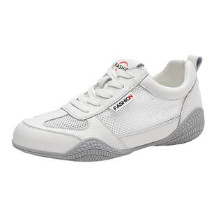 气质款真皮网鞋女春季透气薄款网面小白鞋2026新款软底休闲运动鞋