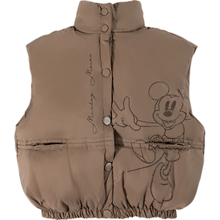迪士尼童装儿童羽绒马甲儿童面包服中小童米奇羽绒服背心秋冬新品