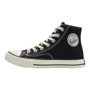 回力高帮帆布鞋女鞋2025新款冬季加绒保暖棉鞋冬季款情侣黑色板鞋