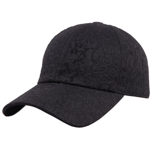 DYTOO黑色暗纹棒球帽子男女士秋冬季双层加厚保暖帽运动鸭舌帽