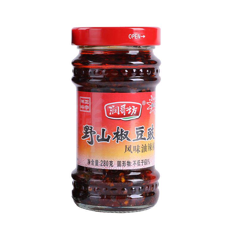 润哥坊野山椒豆豉2瓶湖南特产剁辣椒酱香辣豆豉拌饭拌面酱下饭菜