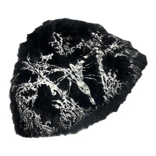 Without Me/Dualpersonality原创图腾手工印花毛绒帽男女皮草冷帽