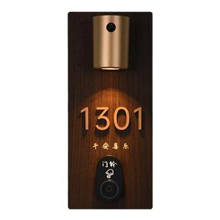 智能感应灯发光门牌号家用门铃无线号码牌定制轻奢创意射灯住宅入户门充电人体感应氛围灯公寓门口带灯房号牌