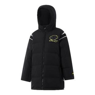 李宁儿童中长款羽绒服连帽2026冬季新款男大童反光防泼水宽松外套