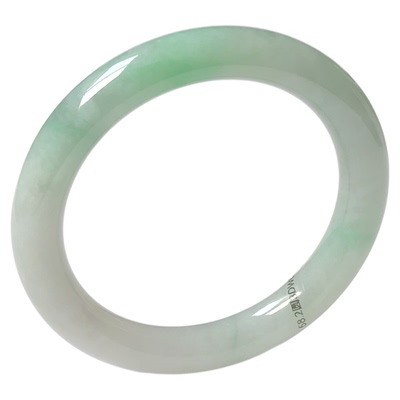 58圈3DW062304圆条镯 大艺珠宝老坑冰种阳绿缅甸天然A货翡翠手镯