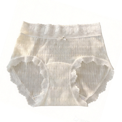 云柔波点泡泡纱蕾丝内裤女性感