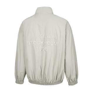 AC风格小众高街字母刺绣风衣外套男女同款宽松休闲冲锋衣立领夹克