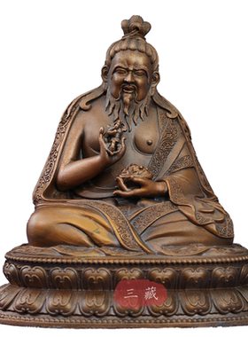 藏传纯铜古色唐东杰布小佛像3寸随身密宗供奉家用铜像桌面铜摆件