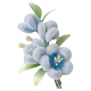 卿子手作原创设计非遗绒花发夹蓝色可爱古风头饰对夹绒花儿童发夹