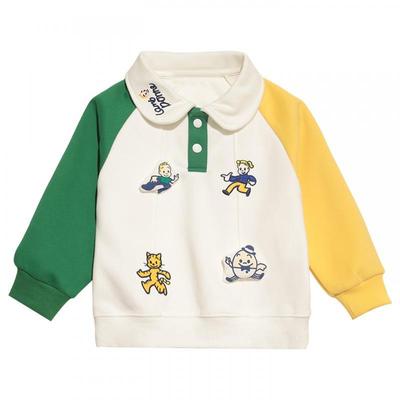 拉夏贝尔童装男童卫衣冬季加绒新款儿童POLO衫宝宝冬装翻领上衣潮