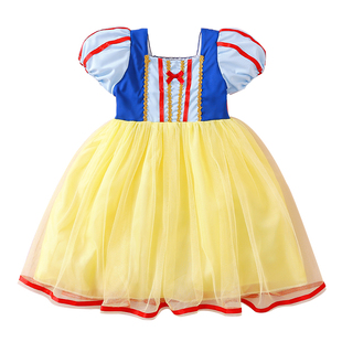 儿童白雪公主裙夏季短袖女童网纱蓬蓬裙洋气生日连衣裙