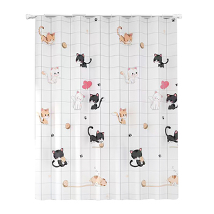 浴帘防水防霉浴室帘卫生间免打孔套装淋浴帘隔断洗澡间专用