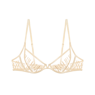 HER SENSES/何识独白系列刺绣3/4钢圈文胸透视细肩带美背内衣B069