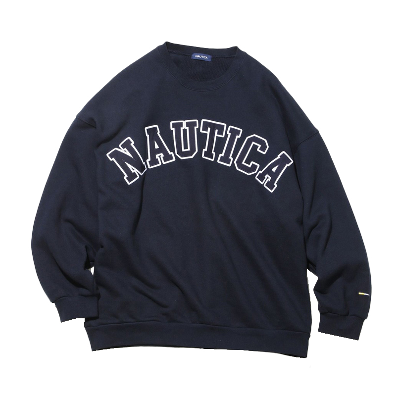 【明星同款】nautica Japan日系无性别大logo重磅圆领卫衣KW1403