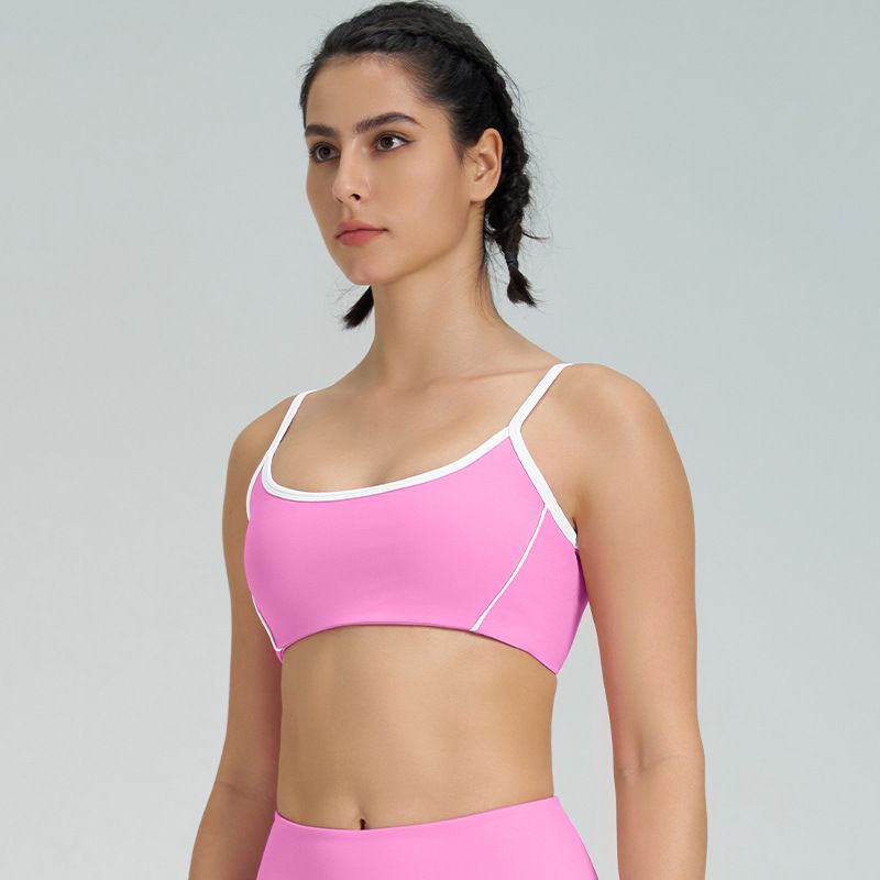 裸感运动内衣女防震高强度细肩带美背瑜伽背心户外一体式运动文胸