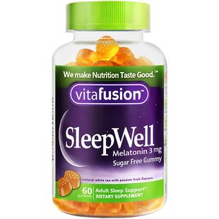 美国进口vitafusion褪黑素睡眠软糖sleepwell安瓶助vf退黑闪睡片