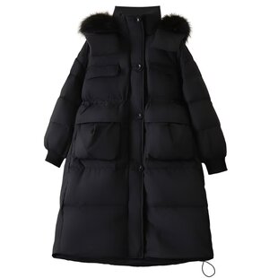 大码女装羽绒服2024冬季韩版新款胖mm宽松显瘦中长款大毛领派克服