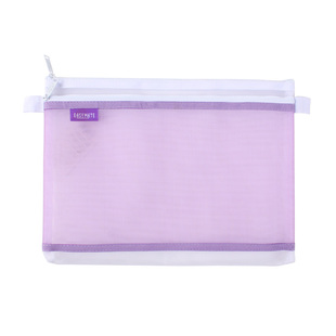 香港EASYMATE易事美糖果彩色网纱拉链袋笔袋双层大容量文件收纳袋