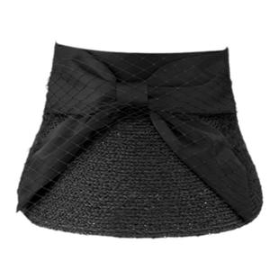 弗弗西FFX【莫里斯】高级感网纱蝴蝶结拉菲草空顶帽2024新款帽子