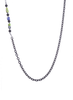 彩色方块拼接项链女嘻哈锁骨链男