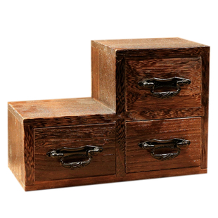 日式实木收纳盒储物化妆品首饰盒收纳柜抽屉式实木收纳盒桌面整理