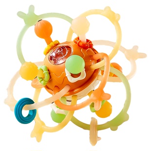 食品级曼哈顿手抓球新生婴儿硅胶可啃咬牙玩具0到3个月6宝宝摇铃4