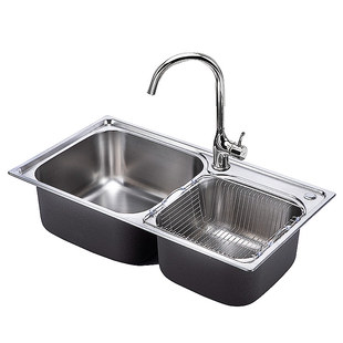 JODEN乔登厨房水槽304不锈钢整体拉伸双槽洗菜盆洗碗池加厚水盆