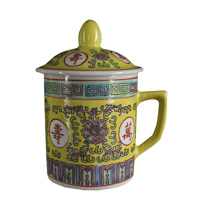 景德镇陶瓷器粉彩手绘直筒老板杯