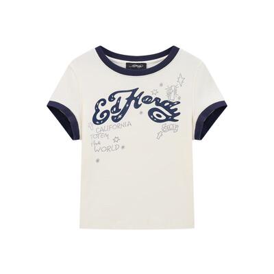 Ed Hardy埃德哈迪2026春季新款女士合身水浆印短袖T恤E1SAW284