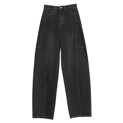 重磅靛蓝长绒棉轻解构茧型牛仔裤