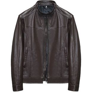 头层牛皮真皮皮衣男修身短款青年商务休闲立领机车夹克时尚外套氏