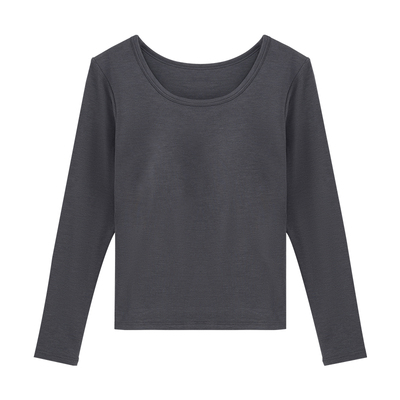 磨毛秋冬带胸垫长袖保暖打底衫