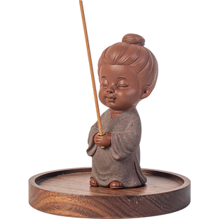 国风小道士线香炉家用室内檀沉香插香座禅意茶道桌面香薰炉小摆件